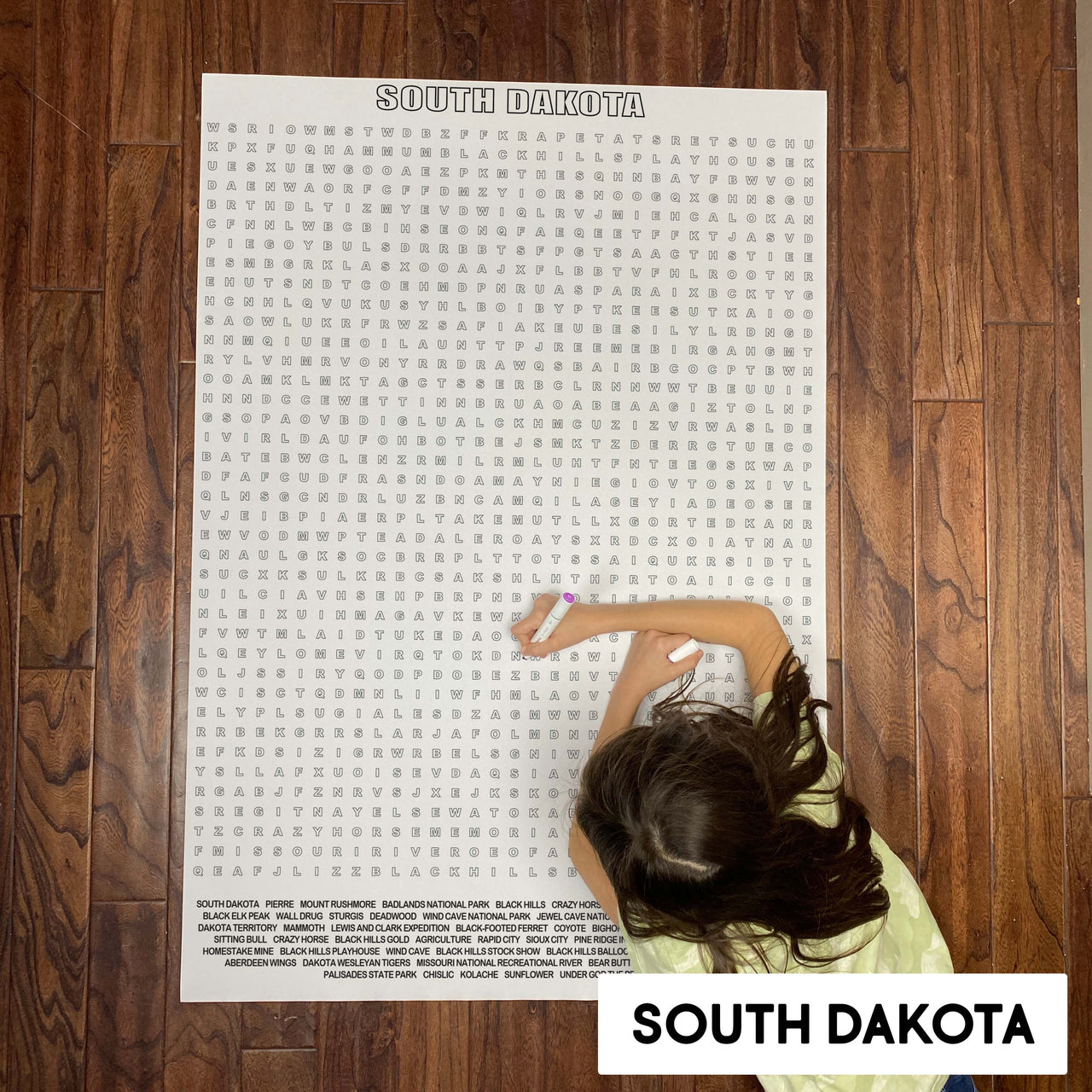 South Dakota State Giant Word Search Puzzle