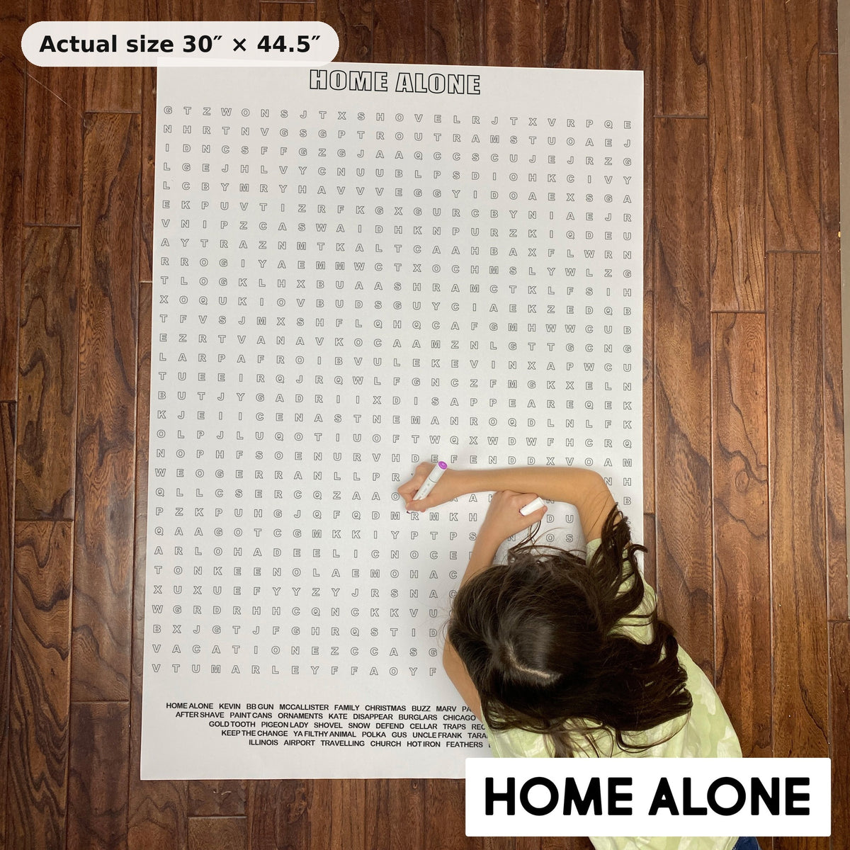 Home Alone Giant Word Search Puzzle actual size 30 x 44.5 inches