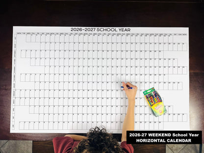 2026-27 weekend-aligned horizontal school calendar