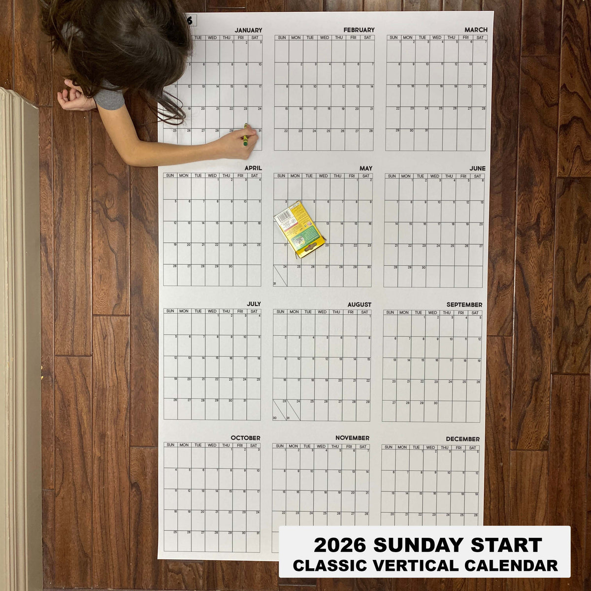 2026 Classic Sunday or Monday Start Yearly Calendar