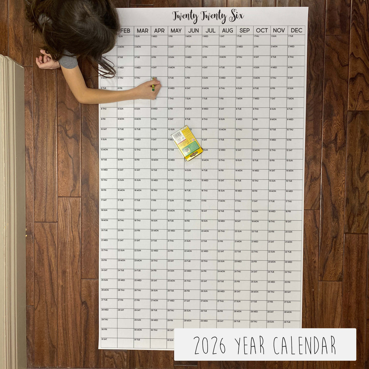 2026 Vertical Yearly Calendar