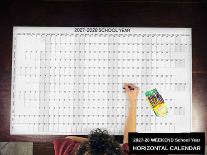 2027-28 weekend-aligned horizontal school calendar