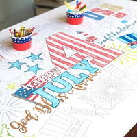 Thumbnail for The 4th of July giant coloring sheet being colored in with markers at a table