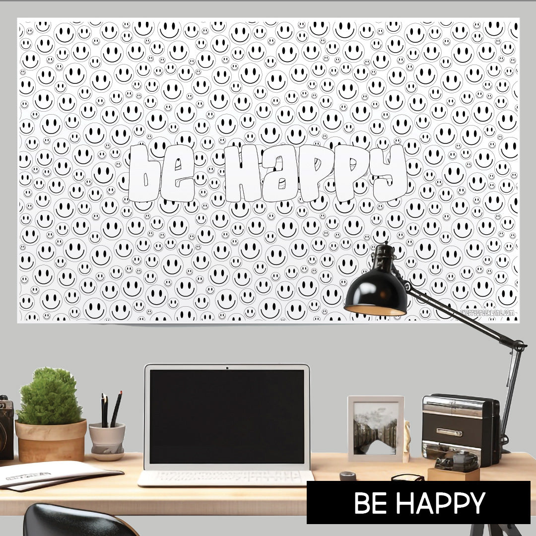Be Happy Table Size Coloring Sheet