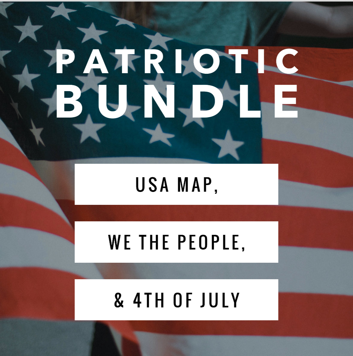 Patriotic Bundle cover: USA Map, We the People and 4th of July giant coloring sheets
