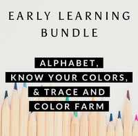 Thumbnail for Early Learning Bundle cover: Alphabet, Know Your Colors and Trace & Color Farm giant coloring sheets