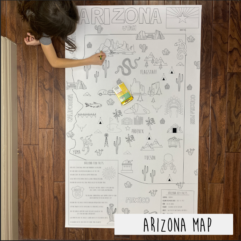 Arizona giant 30x50 state coloring map