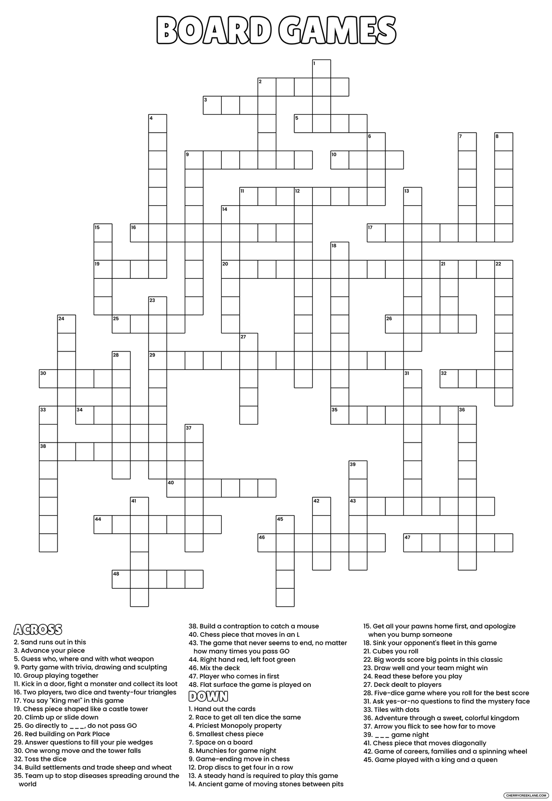 Board Games giant crossword puzzle