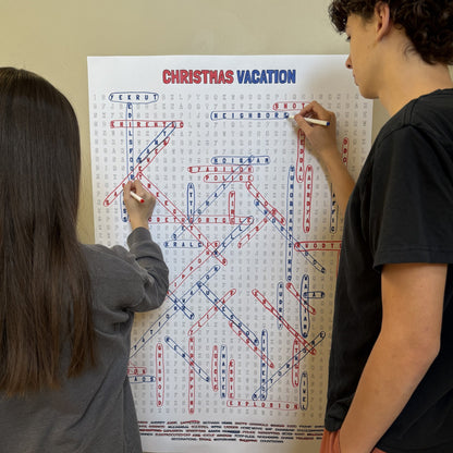 The Christmas Vacation Giant Word Search Puzzle being solved by kids at home