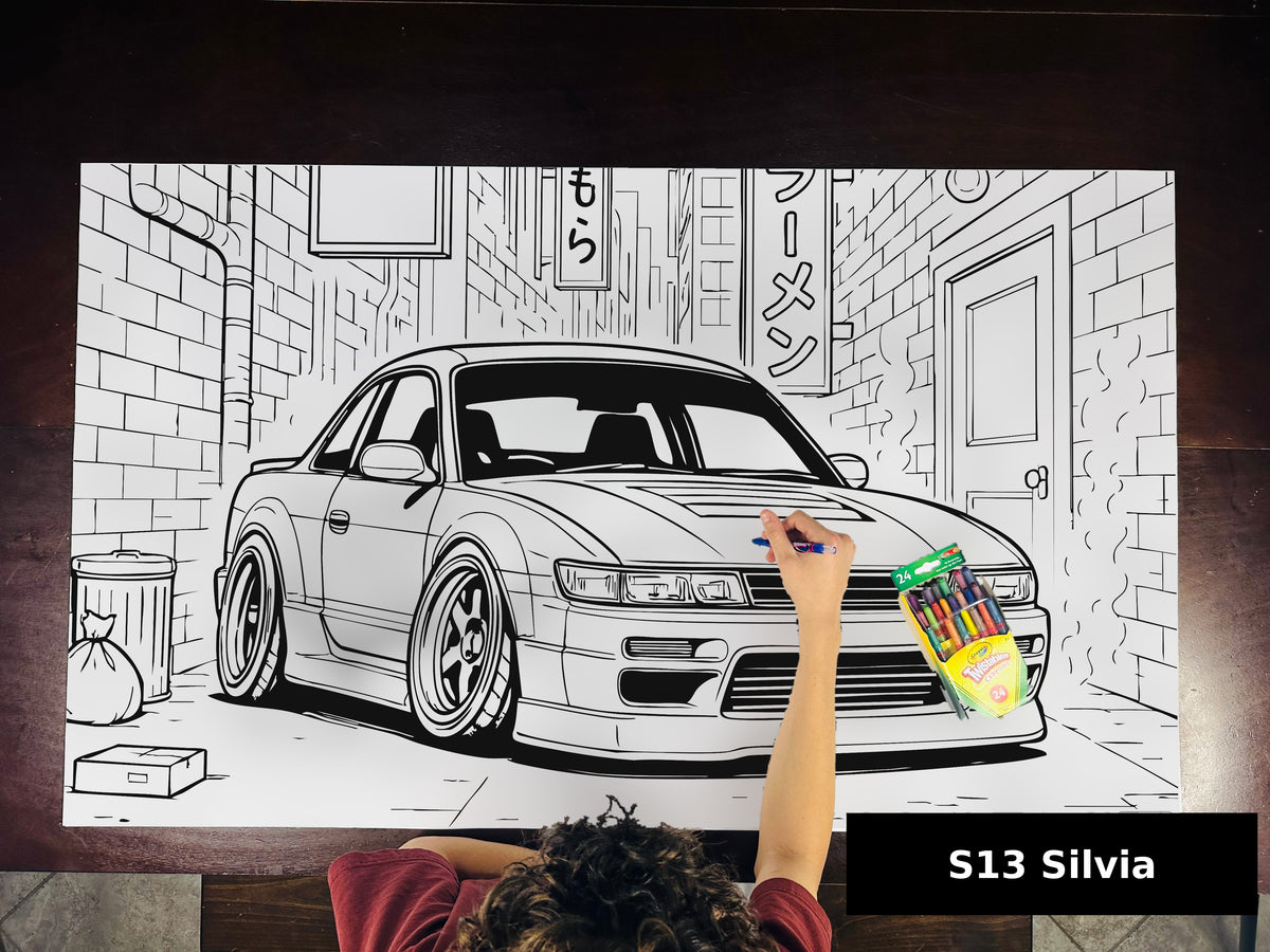 S13 Silvia table size coloring sheet