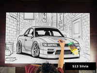 Thumbnail for S13 Silvia table size coloring sheet