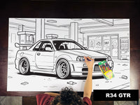 Thumbnail for R34 GTR Table Size Coloring Sheet