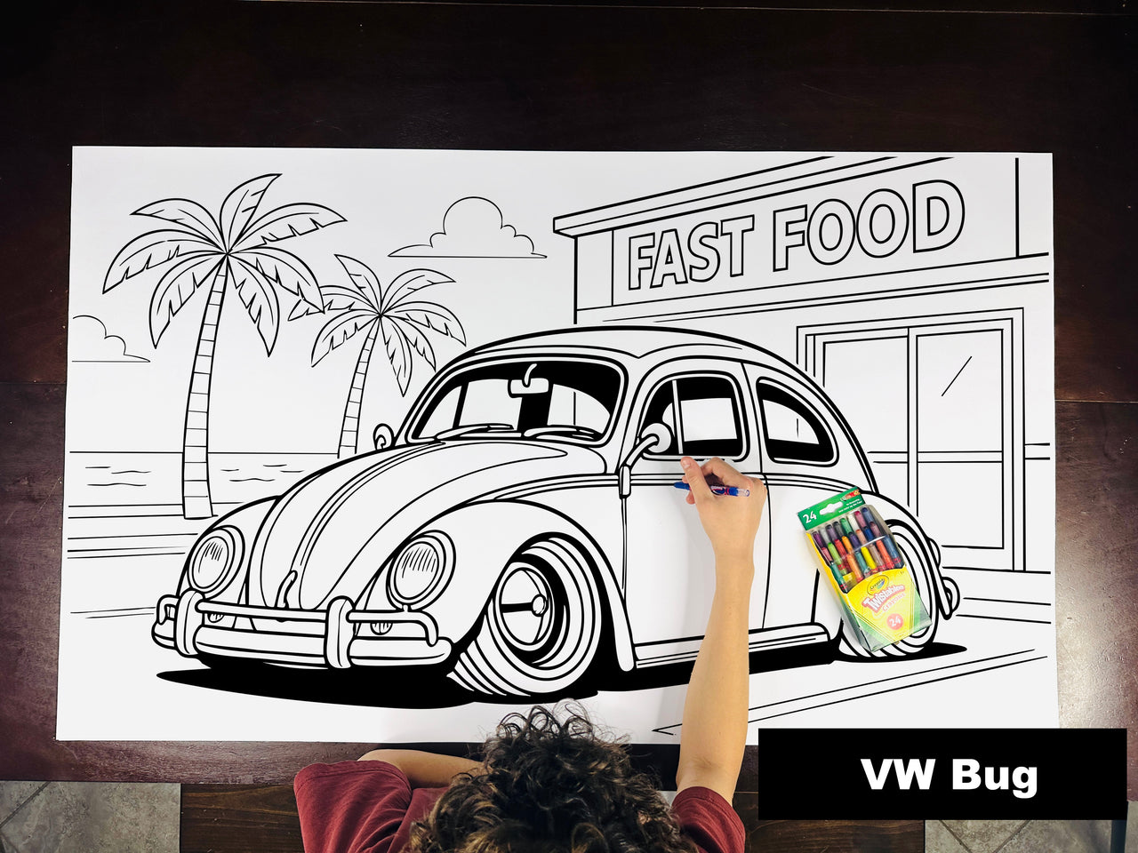 VW Bug Table Size Coloring Sheet