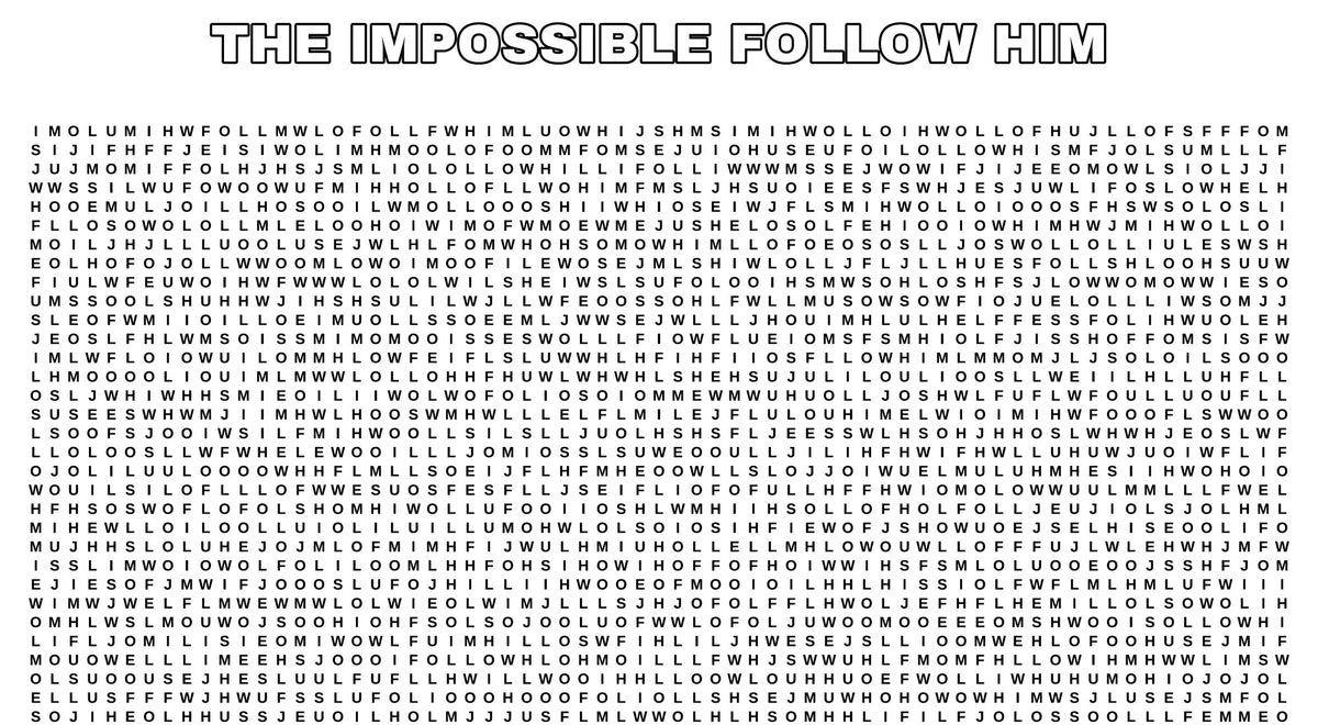 Top of The Impossible Follow Him sheet with title