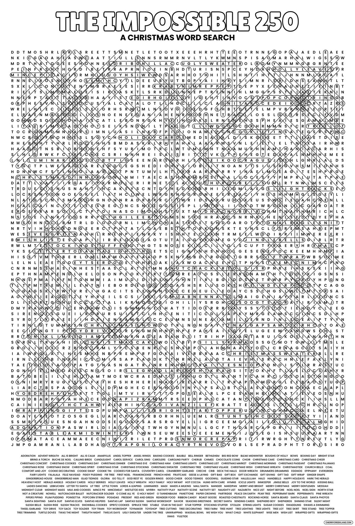 The Impossible 250 Christmas Word Search answer key