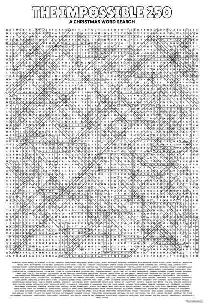 The Impossible 250 Christmas Word Search answer key