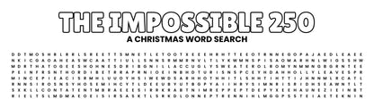 The Impossible 250 Christmas Word Search header and grid close-up