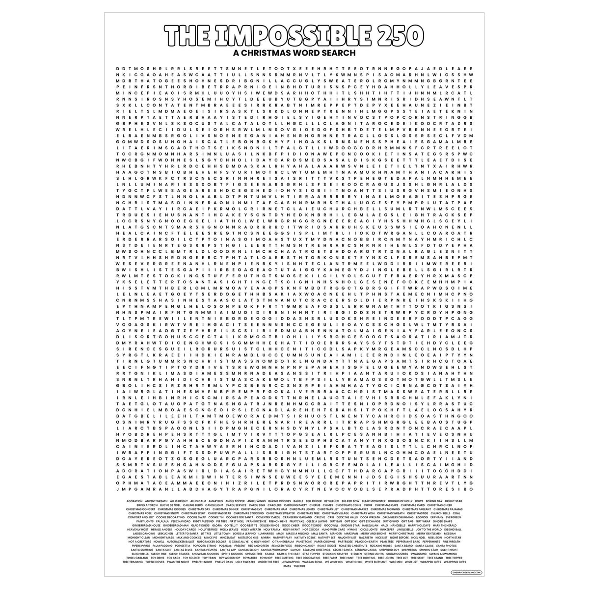 The Impossible 250 Christmas Word Search full 30x44.5 sheet