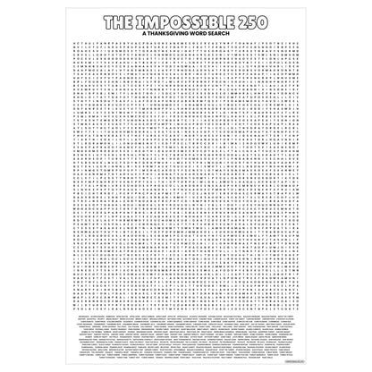 The Impossible 250 Thanksgiving Word Search full 30x44.5 sheet