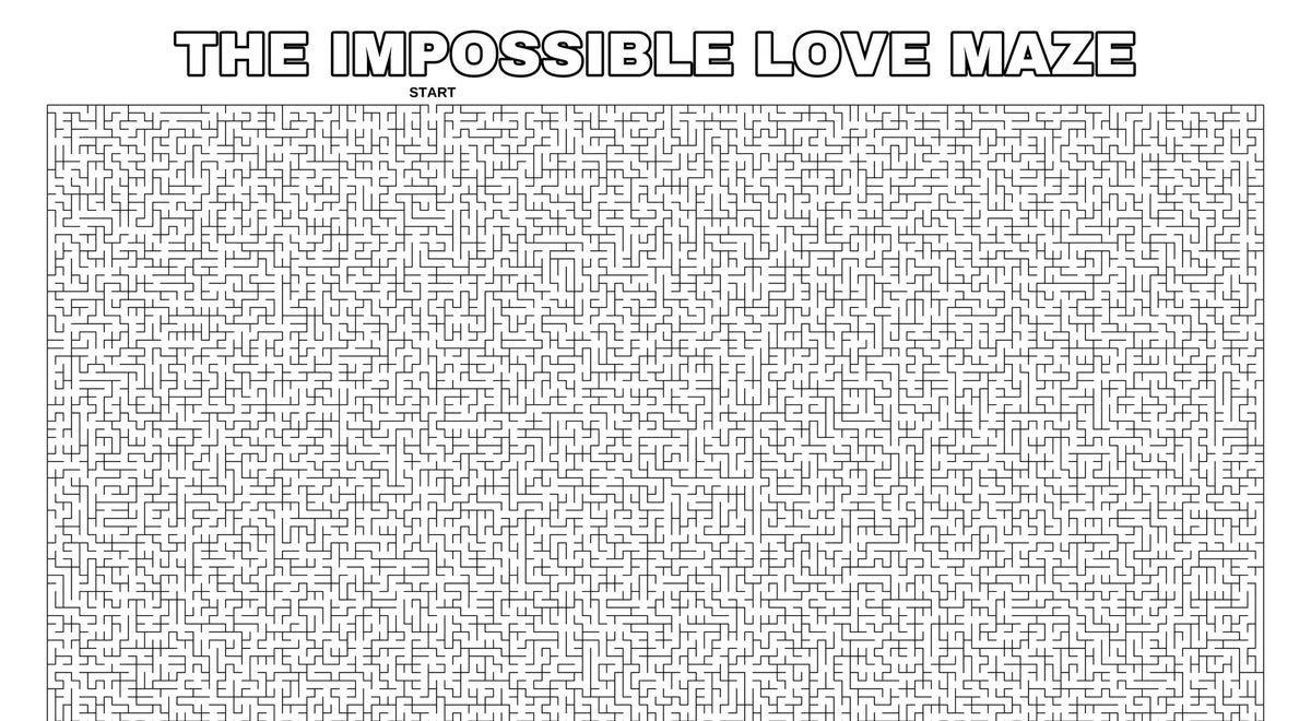 Top of The Impossible Love Maze sheet with title