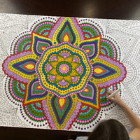 Thumbnail for Close-up of the Zentangle Mandala coloring sheet colored in with markers