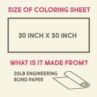 Thumbnail for Size chart: 30 x 50 inch coloring sheet printed on 20 lb engineering bond paper
