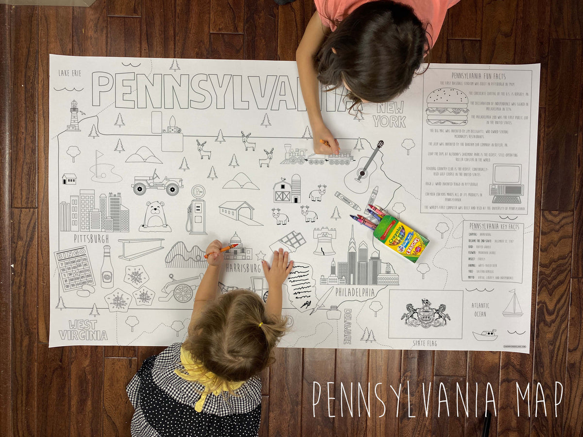 Pennsylvania giant 30x50 state coloring map