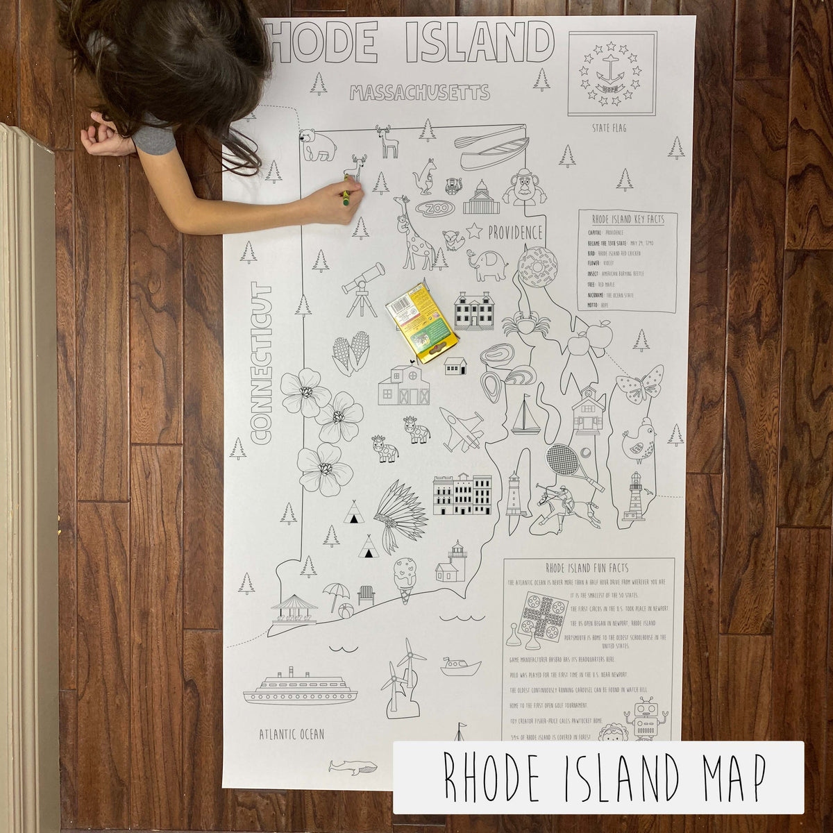 Rhode Island giant 30x50 state coloring map
