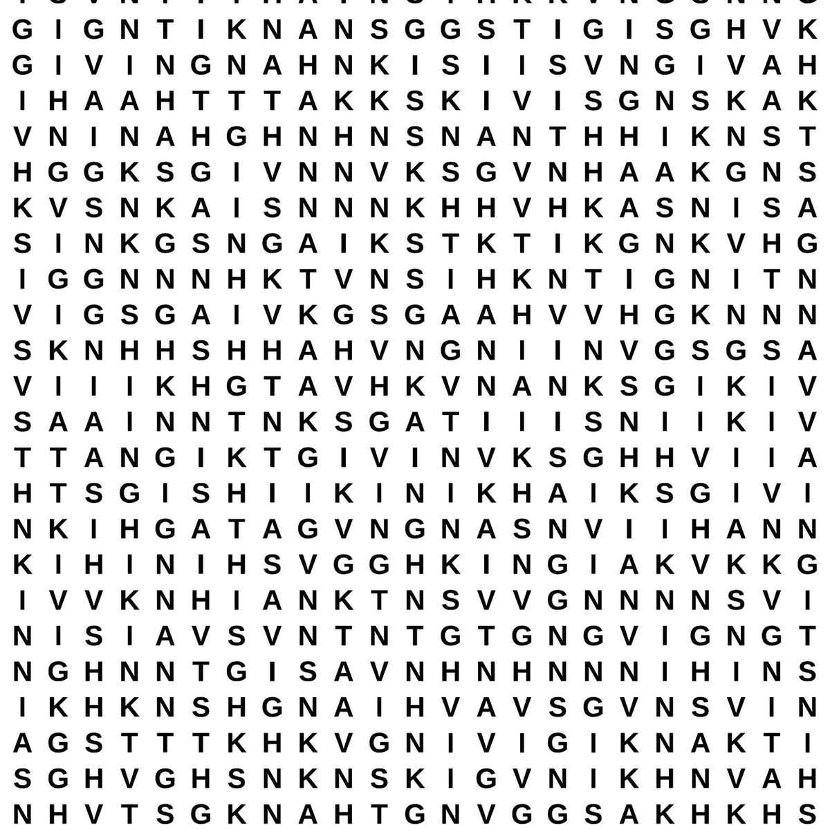 Close-up of The Impossible Thanksgiving word search grid