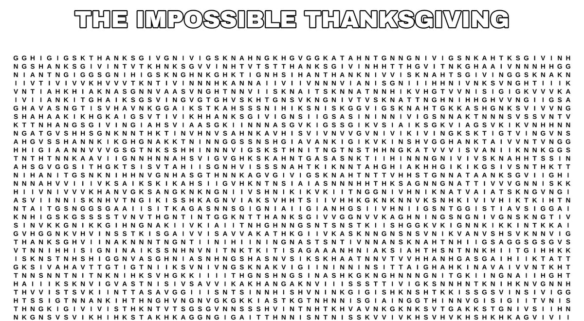 Top of The Impossible Thanksgiving sheet with title