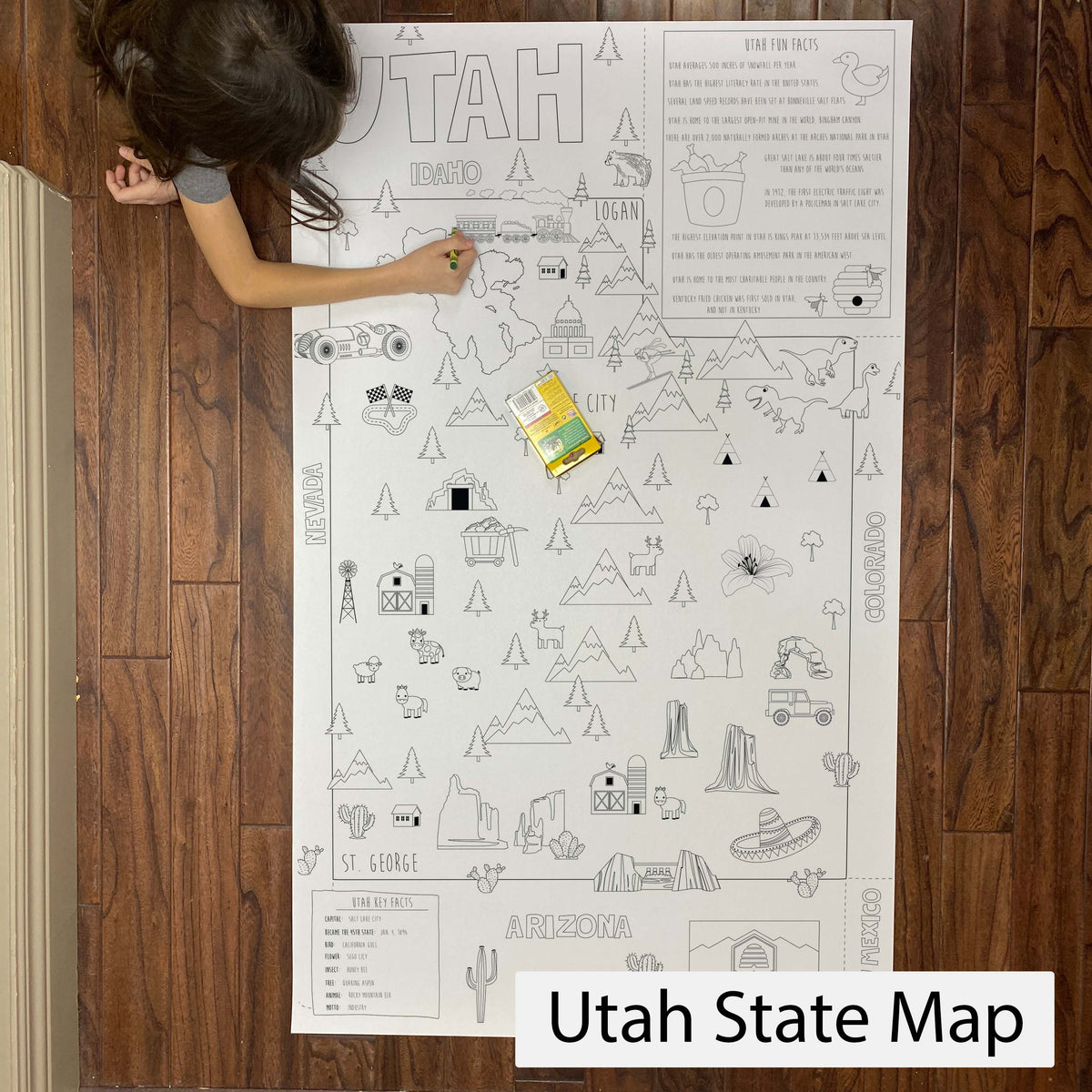 Utah giant 30x50 state coloring map