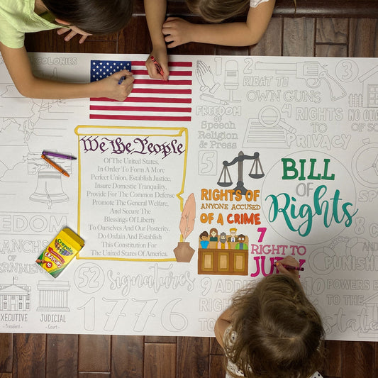 Kids coloring the We the people Table Size Coloring Sheet at home