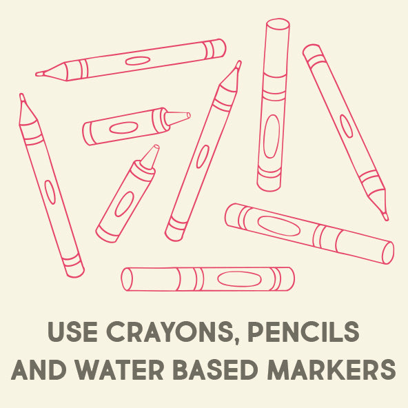 crayons pencils water based markers