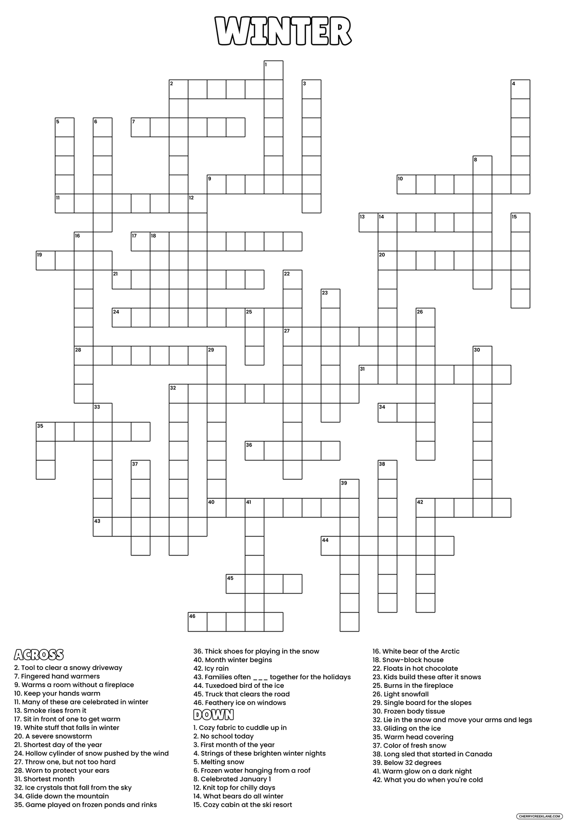 Winter giant crossword puzzle