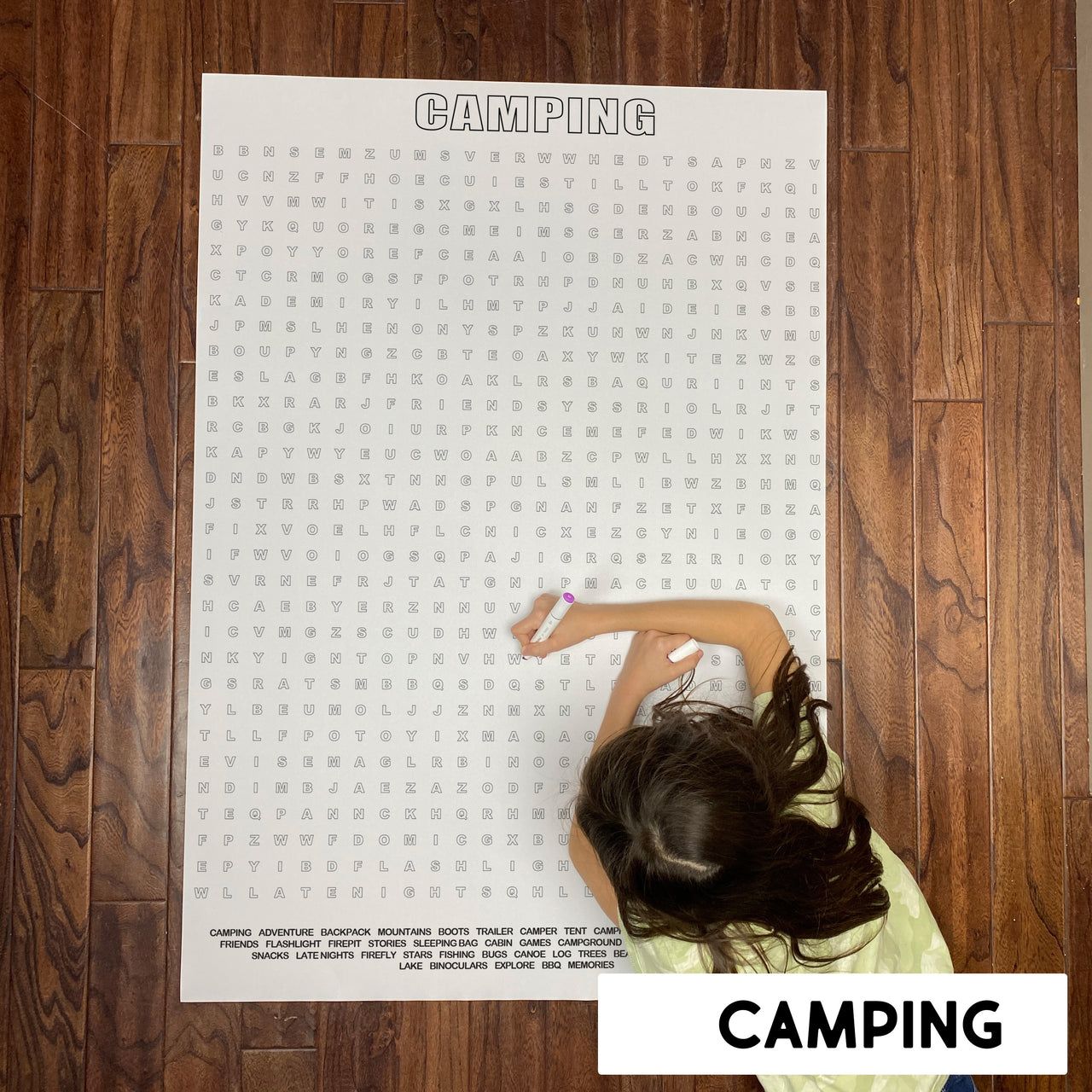 Camping Giant Word Search Puzzle