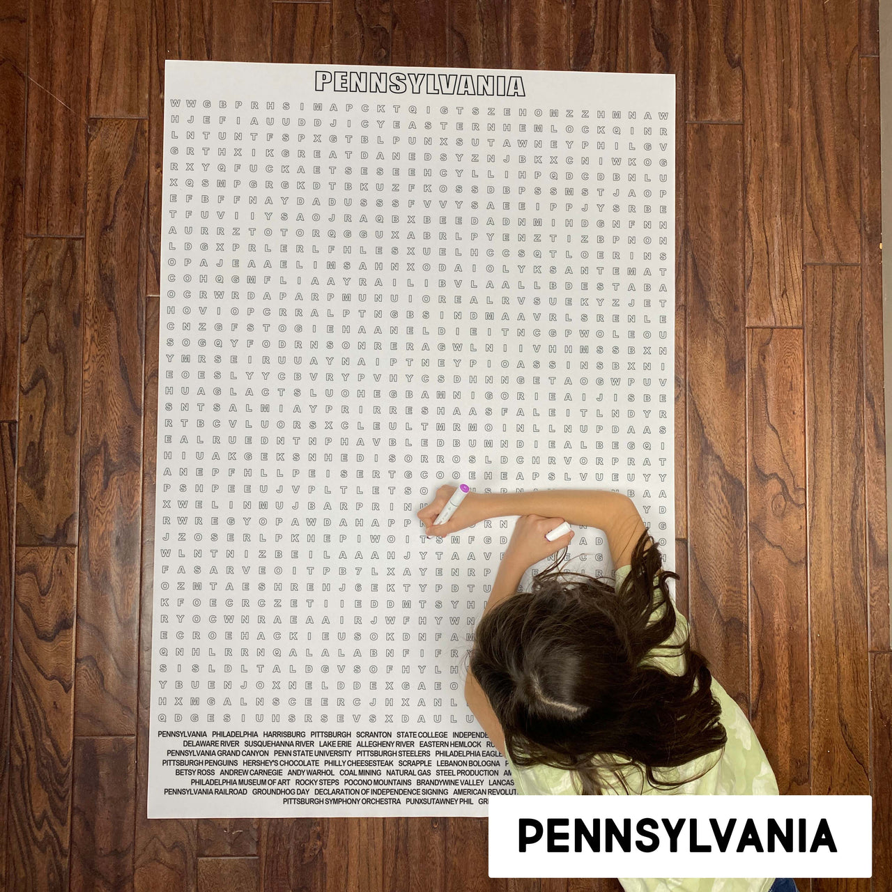 Pennsylvania State Giant Word Search Puzzle