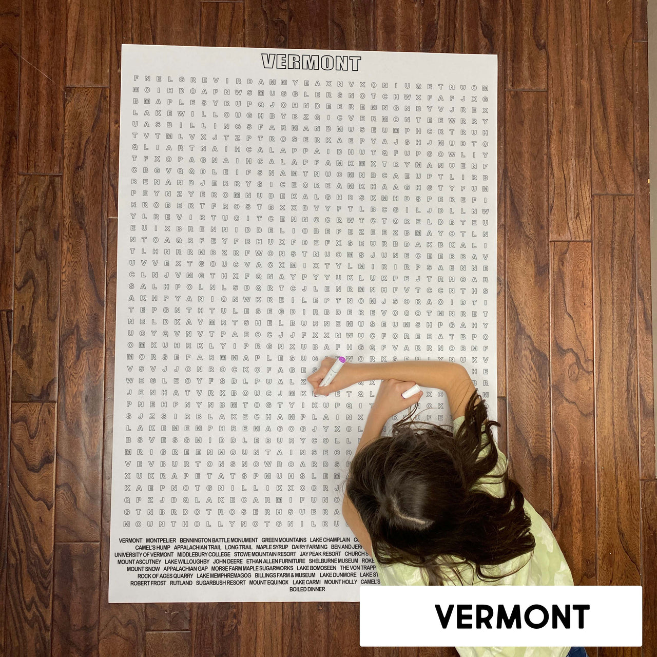 Vermont State Giant Word Search Puzzle