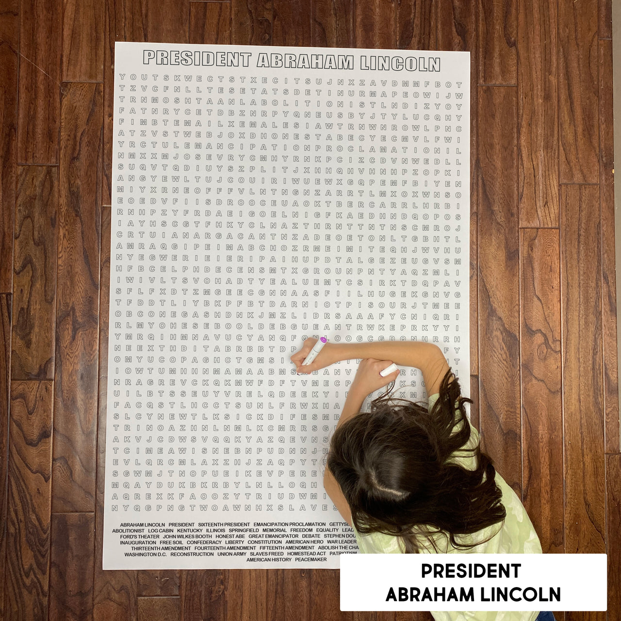 President Abraham Lincoln Giant Word Search Puzzle