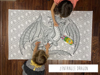 Thumbnail for Zentangle Dragon Table Size Coloring Sheet
