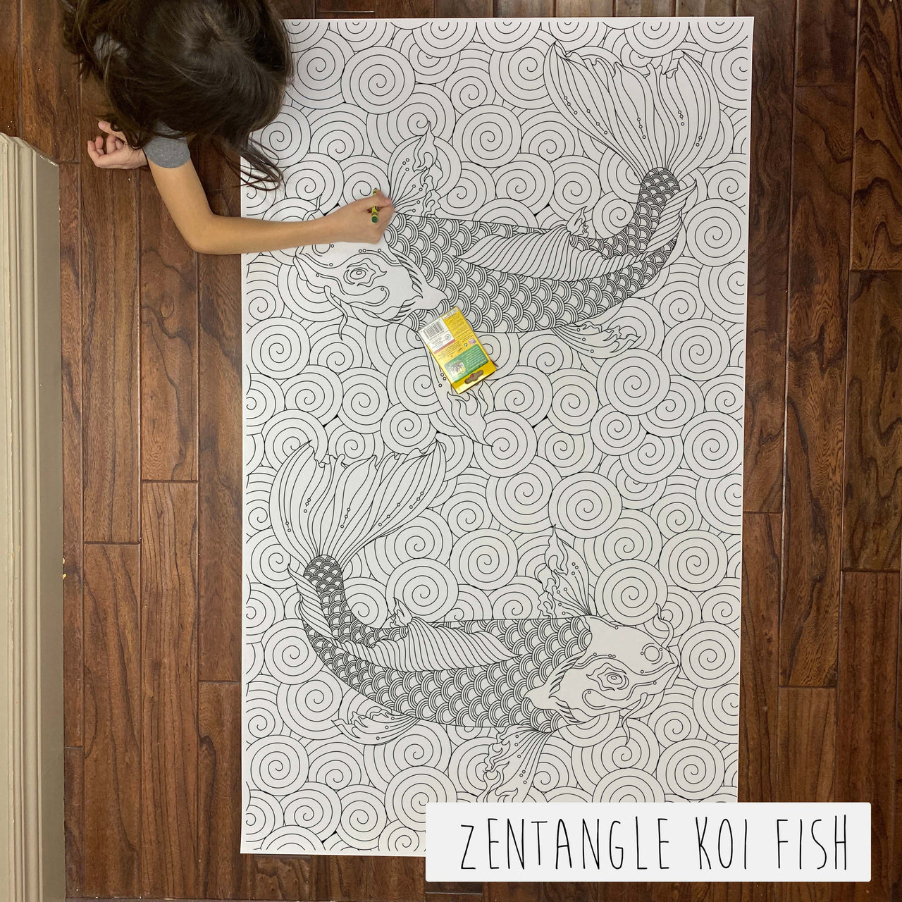 Zentangle Koi Fish Table Size Coloring Sheet