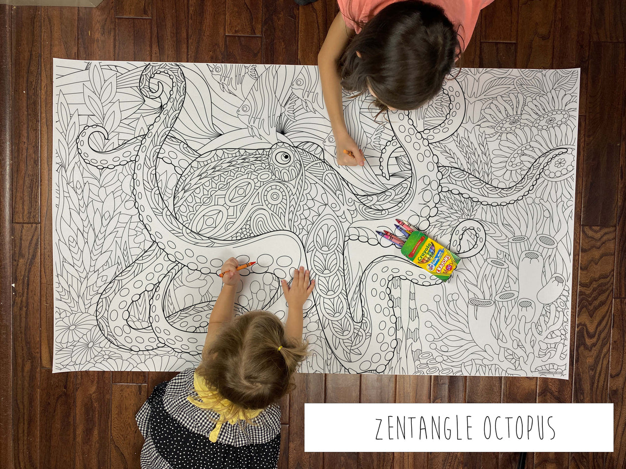 Zentangle Octopus Table Size Coloring Sheet