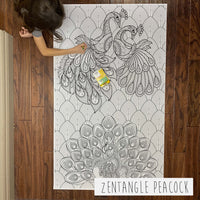 Thumbnail for Zentangle Peacock Table Size Coloring Sheet