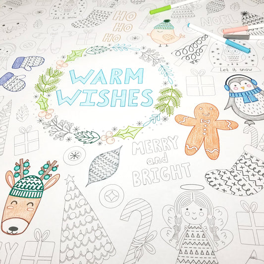 Warm Wishes giant table size coloring sheet