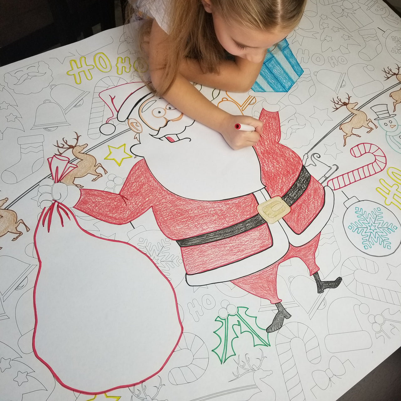 Santa Table Size Coloring Sheet