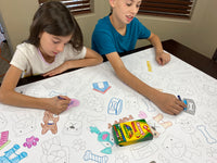 Thumbnail for The Puppy giant coloring sheet being colored in with markers at a table