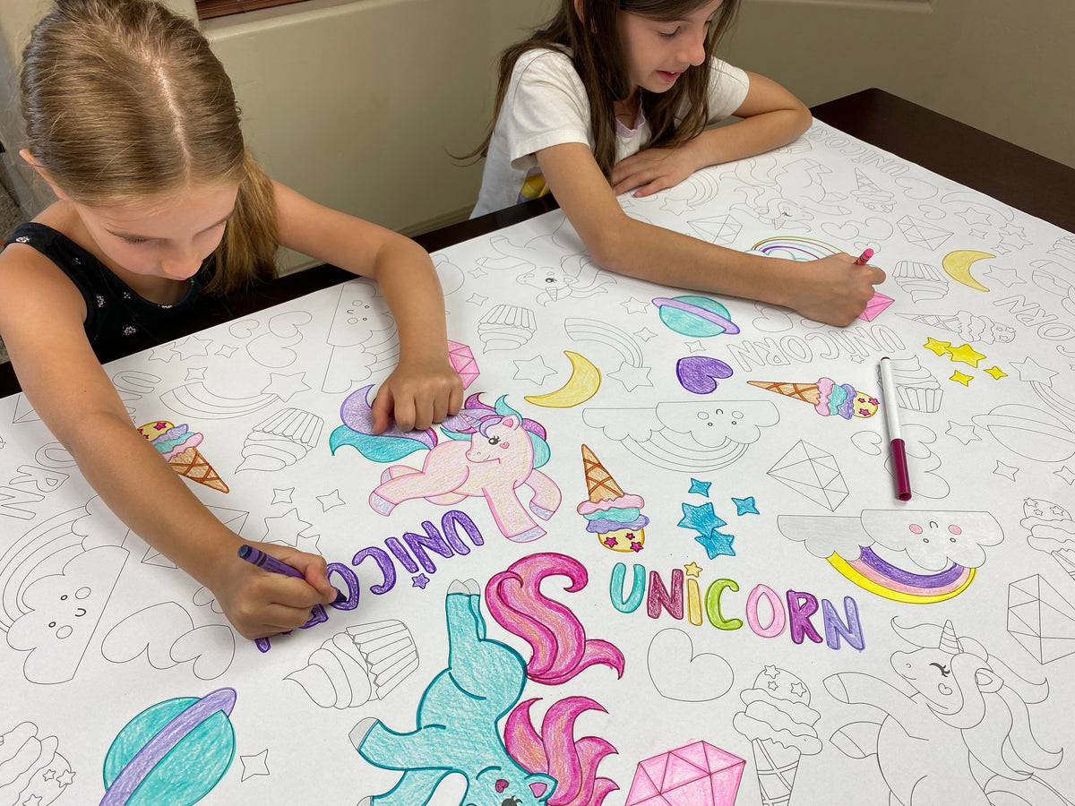 Unicorn giant table size coloring sheet, photo 2