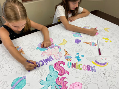 Unicorn giant table size coloring sheet, photo 2