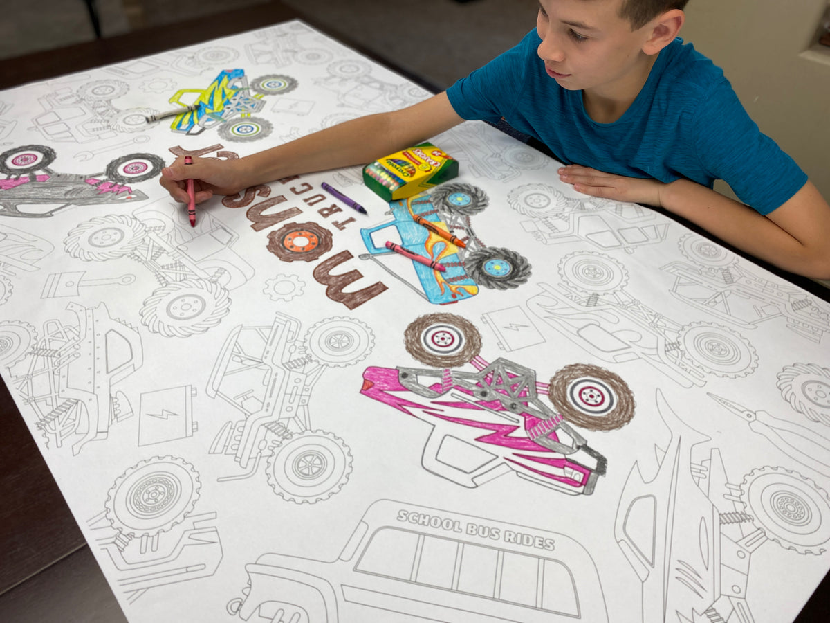 Monster Trucks giant table size coloring sheet, photo 3