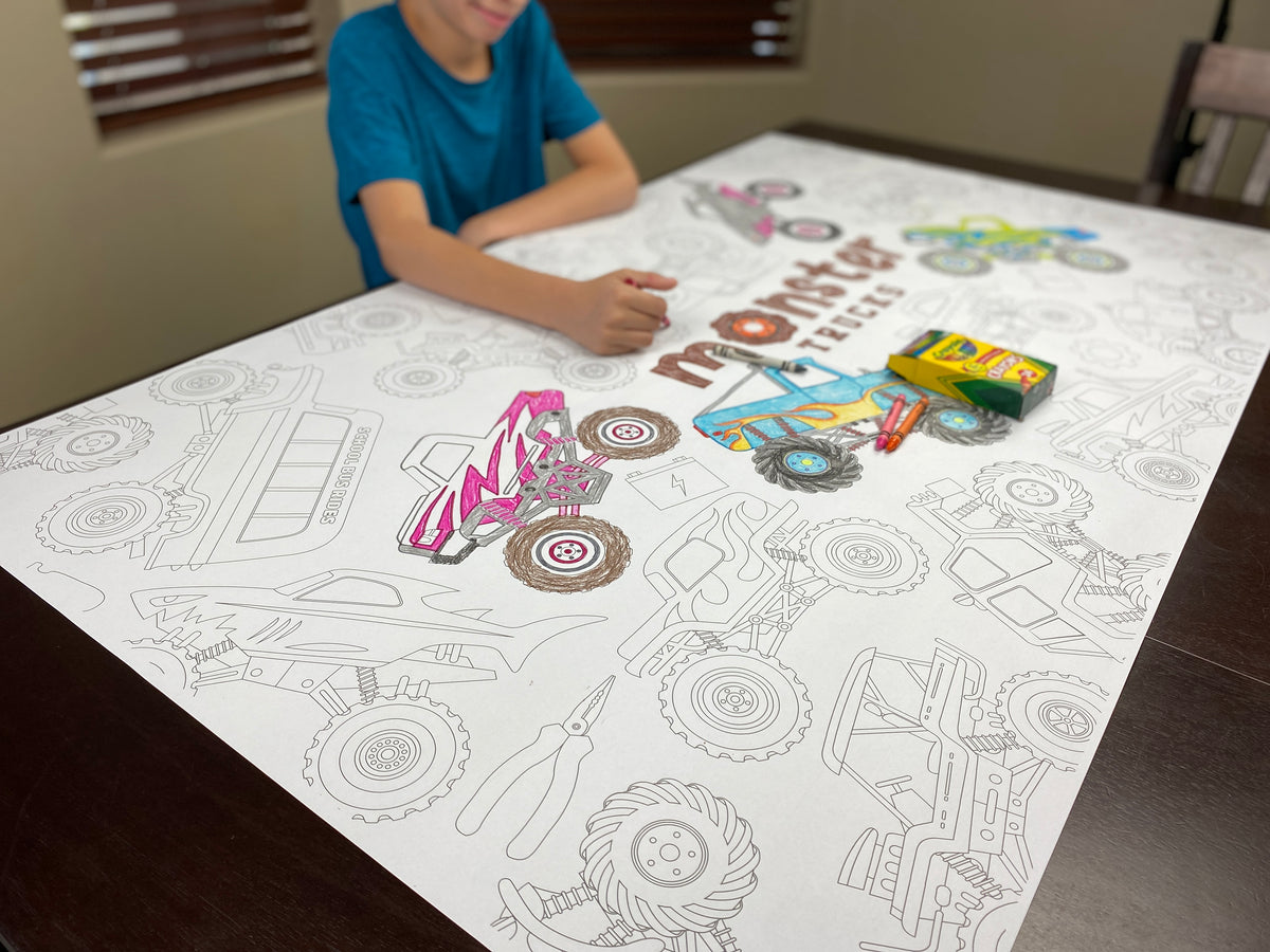 Monster Trucks giant table size coloring sheet, photo 2