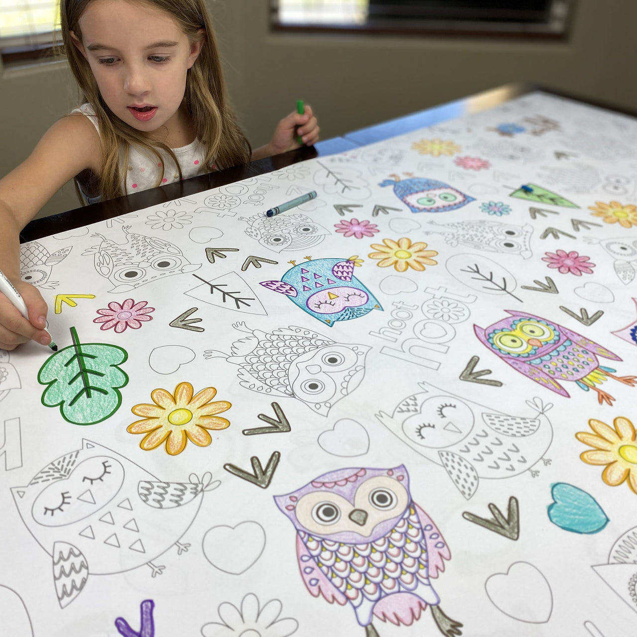 Owl Table Size Coloring Sheet